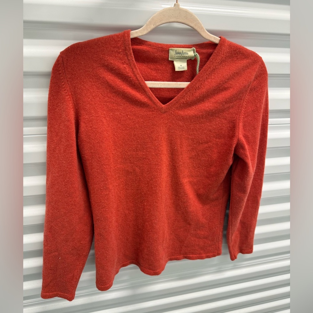 Neiman Marcus orange cashmere sweater medium